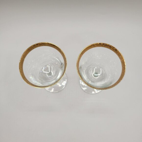 Aperitif Sherry Glasses Gold Floral Trim Set of Two - Picture 3 of 7